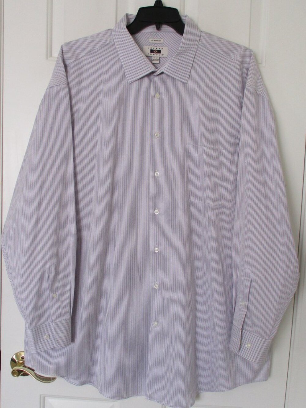 Joseph Abboud Mens L/S Purple Cotton Stripe Dress Shirt - Size 19.5/37* Tall